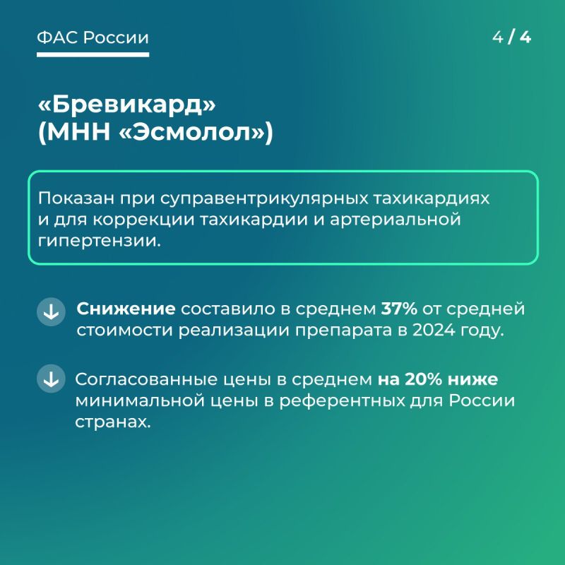ФАС: снижены цены на 4 жизненно необходимых лекарственных препарата ФАС: снижены цены на 4 жизненно необходимых лекарственных препарата