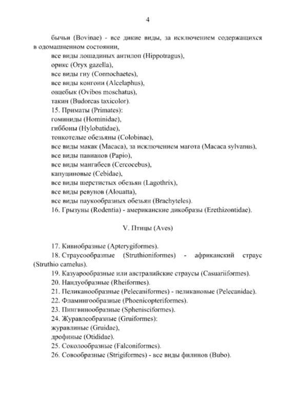 В России утвердили новый список животных, запрещенных к содержанию В России утвердили новый список животных, запрещенных к содержанию