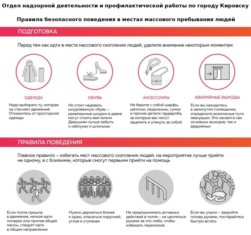 Отдел надзорной деятельности и профилактической работы по городу Кировску разъясняет правила безопасного поведения в общественных местах и местах массового пребывания людей! Отдел надзорной деятельности и профилактической работы по городу Кировску разъясняет правила безопасного поведения в общественных местах и местах массового пребывания людей!