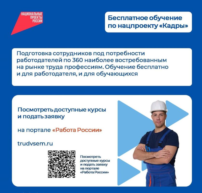 С 2025 в Российской Федерации реализуется национальный проект "Кадры" С 2025 в Российской Федерации реализуется национальный проект "Кадры"