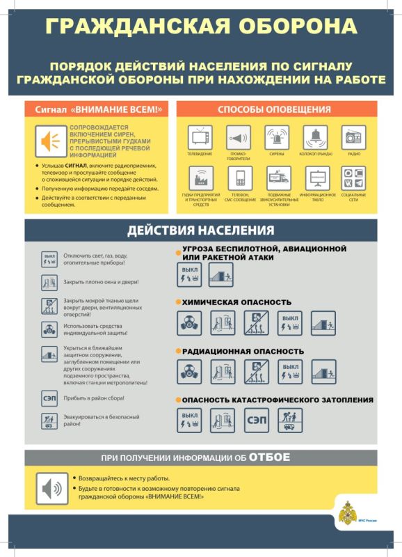 МЧС России разработало памятки для населения по действиям при возникновении опасности беспилотной, авиационной или ракетной атаки, катастрофического затопления, а также радиационного (химического) заражения МЧС России разработало памятки для населения по действиям при возникновении опасности беспилотной, авиационной или ракетной атаки, катастрофического затопления, а также радиационного (химического) заражения
