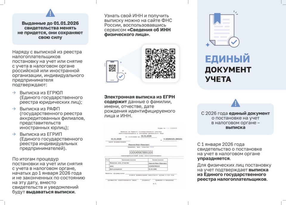 С 2026 года единым документом о постановке на учет в налоговом органе станет выписка С 2026 года единым документом о постановке на учет в налоговом органе станет выписка