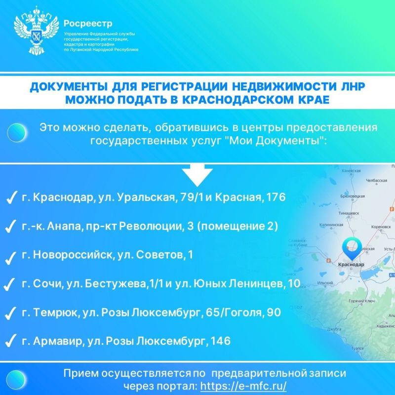 Расширена сеть МФЦ, где граждане могут зарегистрировать права на объекты недвижимости, расположенные в ЛНР Расширена сеть МФЦ, где граждане могут зарегистрировать права на объекты недвижимости, расположенные в ЛНР