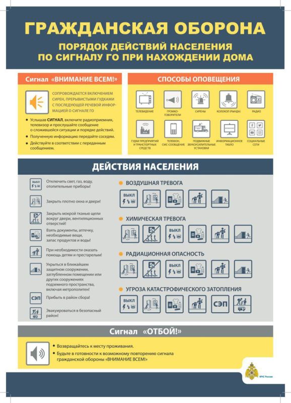 Для защиты от угроз применения противником различных средств вооружения ГУ МЧС России по Луганской Народной Республике напоминает о гражданской обороне по действиям при возникновении опасности, беспилотной, авиационной или... Для защиты от угроз применения противником различных средств вооружения ГУ МЧС России по Луганской Народной Республике напоминает о гражданской обороне по действиям при возникновении опасности, беспилотной, авиационной или...