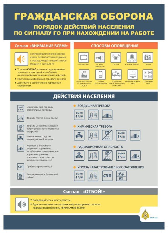 Для защиты от угроз применения противником различных средств вооружения ГУ МЧС России по Луганской Народной Республике напоминает о гражданской обороне по действиям при возникновении опасности, беспилотной, авиационной или... Для защиты от угроз применения противником различных средств вооружения ГУ МЧС России по Луганской Народной Республике напоминает о гражданской обороне по действиям при возникновении опасности, беспилотной, авиационной или...
