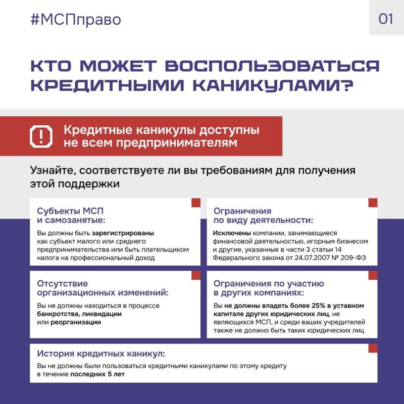С 1 октября субъекты МСП и самозанятые могут воспользоваться кредитными каникулами по новому закону С 1 октября субъекты МСП и самозанятые могут воспользоваться кредитными каникулами по новому закону