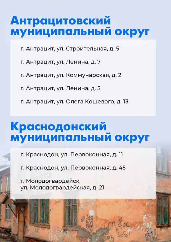 Список первых 36 ветхих домов, которые признаны аварийными и будут расселены Список первых 36 ветхих домов, которые признаны аварийными и будут расселены
