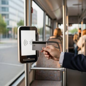 Внимание — обновление: на маршруте №5 так же в тестовом режиме устанавливаются терминалы для оплаты проезда банковской картой и картой "Тройка"