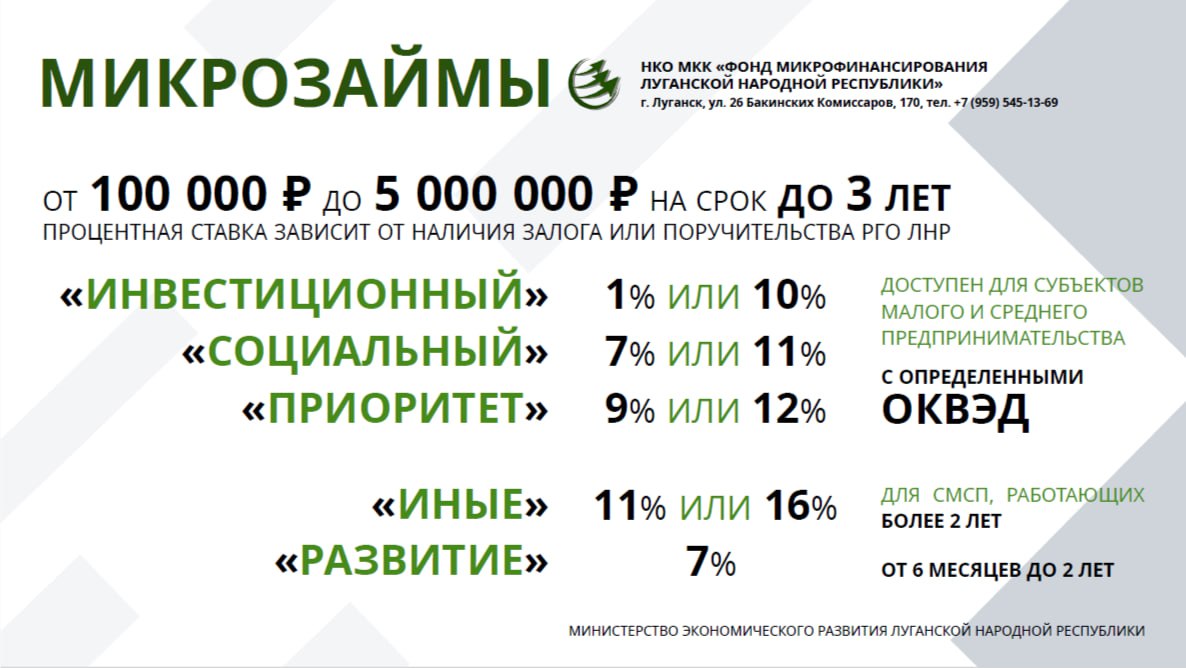 Предлагаем ознакомиться с действующими мерами поддержки для субъектов МСП на территории Луганской Народной Республики