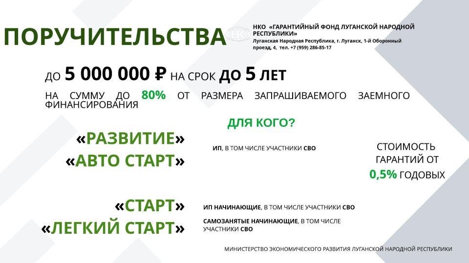 Информация для субъектов малого и среднего предпринимательства о действующих мерах поддержки на территории Луганской Народной Республики Информация для субъектов малого и среднего предпринимательства о действующих мерах поддержки на территории Луганской Народной Республики