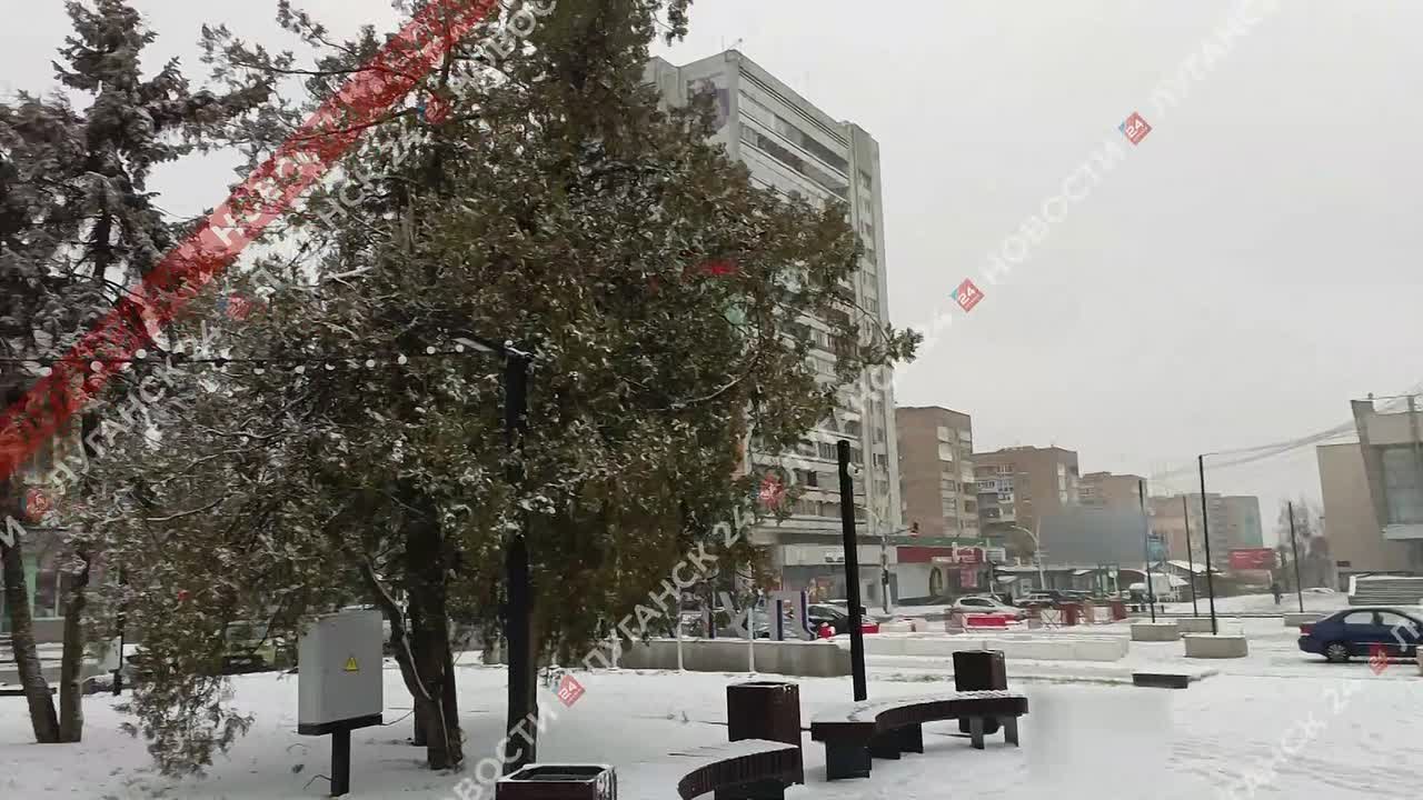 В центре Луганска продолжают наряжать главную новогоднюю ёлку Республики