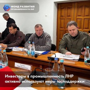 Крупные инвесторы в промышленность ЛНР активно используют меры господдержки