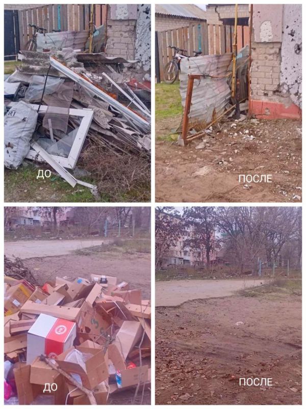 В городе Рубежное, на регулярной основе, сотрудники муниципального дорожно-эксплуатационного предприятия продолжают осуществлять благоустройство территории