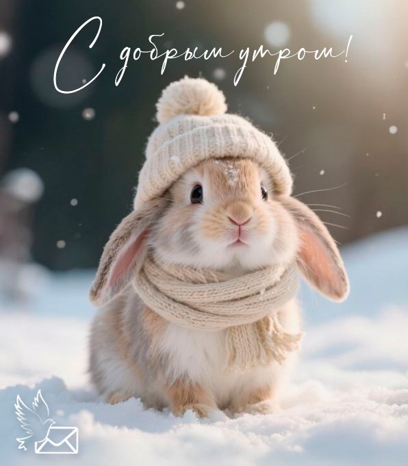 Доброе утро! Этот пушистый кролик в вязаной шапочке напоминает: даже в мороз можно чувствовать себя уютно