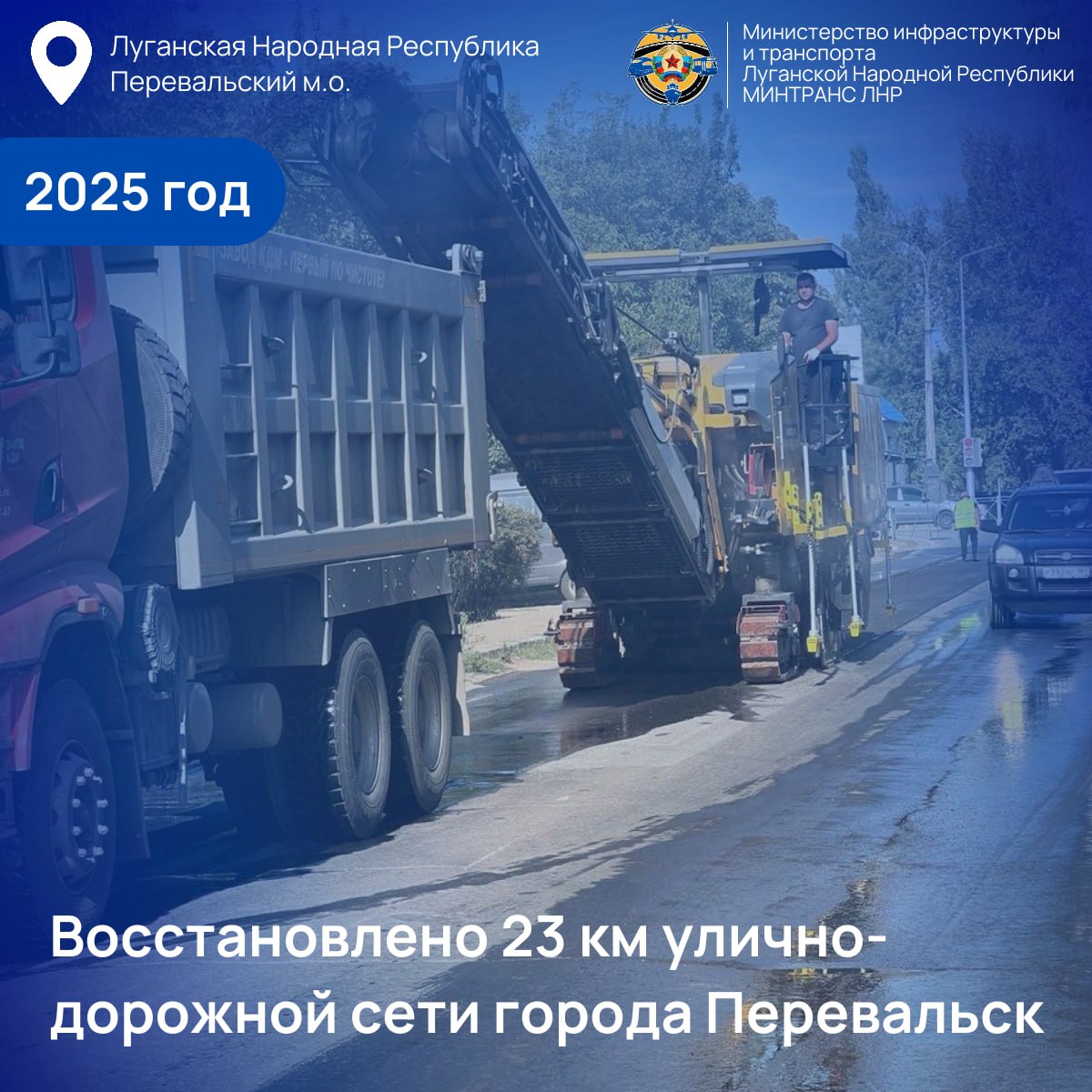 Свыше 300 км улично-дорожной сети ЛНР восстановлено за счет средств регионального бюджета в 2025 году Свыше 300 км улично-дорожной сети ЛНР восстановлено за счет средств регионального бюджета в 2025 году
