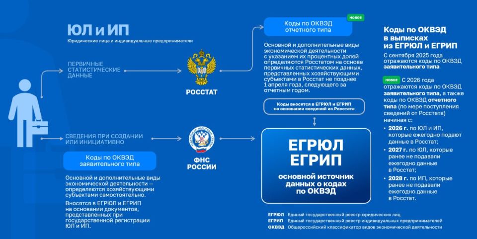 ФНС России напоминает, как вносятся коды ОКВЭД в реестры ЕГРЮЛ и ЕГРИП