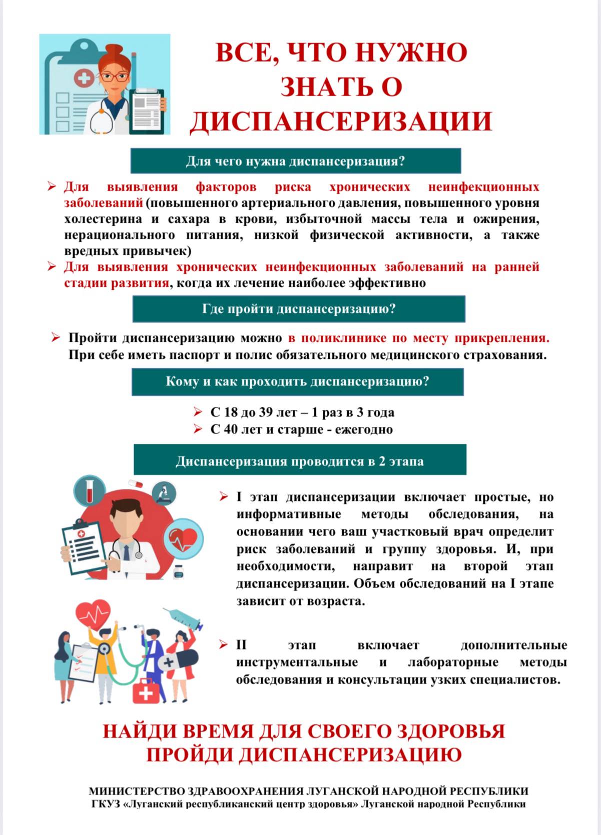 Министерство здравоохранения ЛНР напоминает о важности прохождения диспансеризации Министерство здравоохранения ЛНР напоминает о важности прохождения диспансеризации