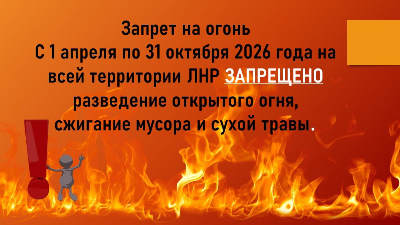 На территории ЛНР с 1 апреля по 31 октября 2026 года установлен противопожарный режим