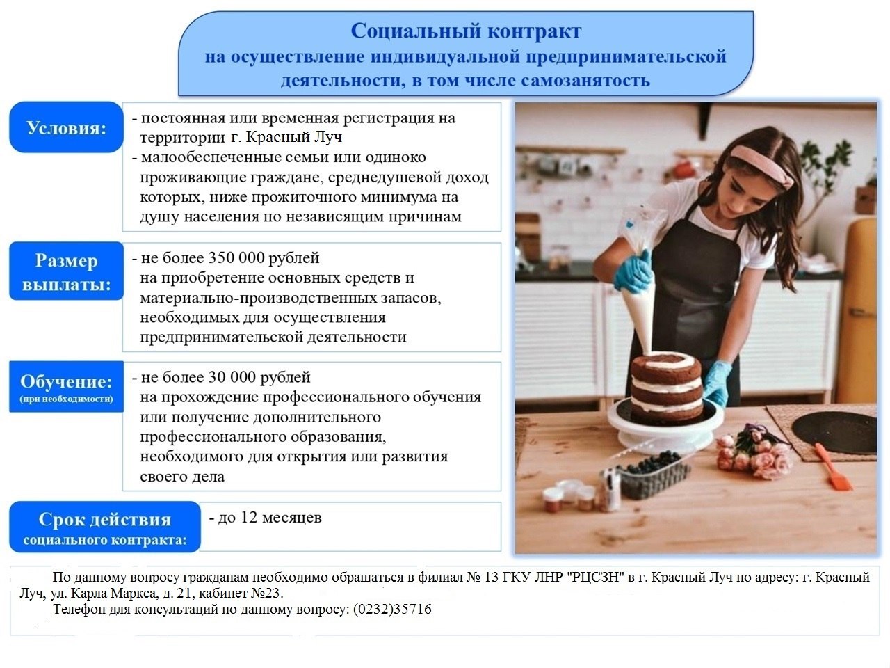 Филиал № 13 ГКУ ЛНР «РЦСЗН» в г. Красный Луч информирует