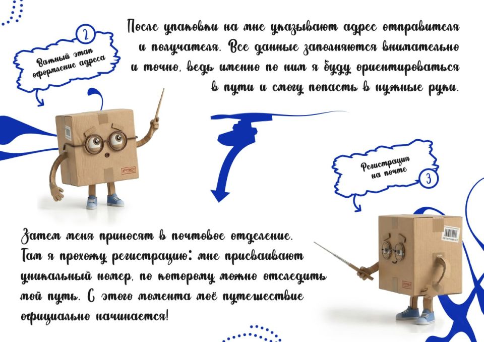 Приключение одной посылки. Сегодня мы расскажем вам удивительную историю — о приключениях обычной посылки! Каждое отправление — это не просто коробка, а маленькое путешествие: от момента, когда её бережно упаковывают, до... Приключение одной посылки. Сегодня мы расскажем вам удивительную историю — о приключениях обычной посылки! Каждое отправление — это не просто коробка, а маленькое путешествие: от момента, когда её бережно упаковывают, до...