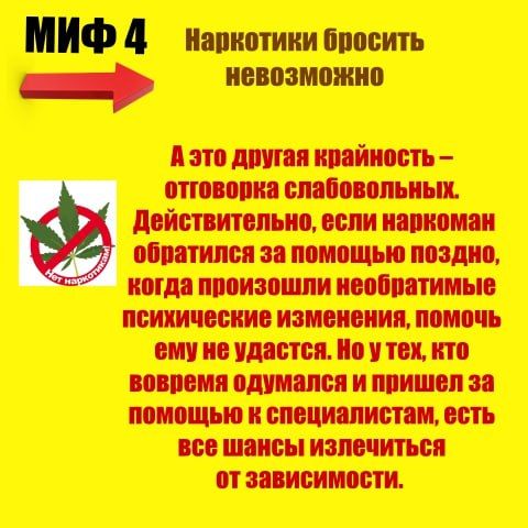 Сегодня опровергнем мифы о наркотиках Сегодня опровергнем мифы о наркотиках