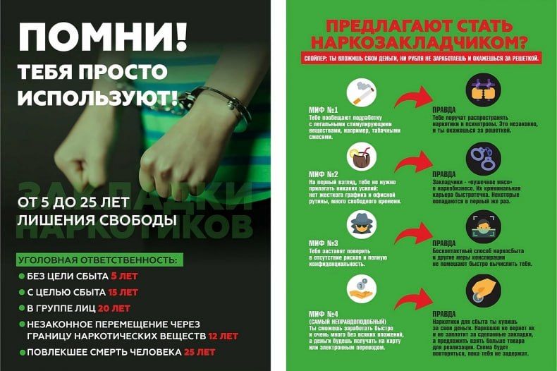 Работа на закладках — это путь в тюрьму, а не в бизнес! Работа на закладках — это путь в тюрьму, а не в бизнес!
