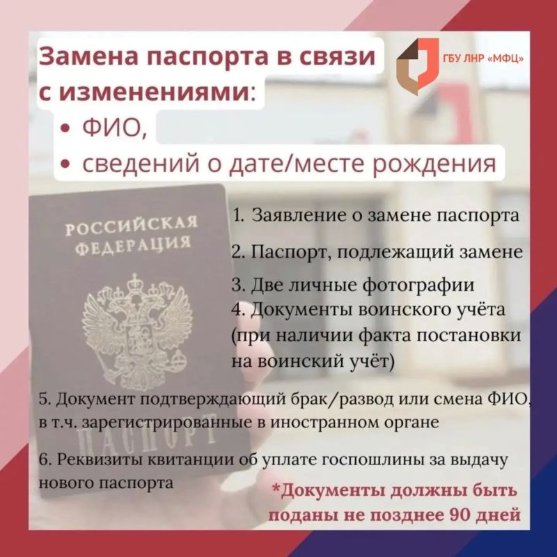 Выдача или замена гражданского паспорта через МФЦ ЛНР Выдача или замена гражданского паспорта через МФЦ ЛНР