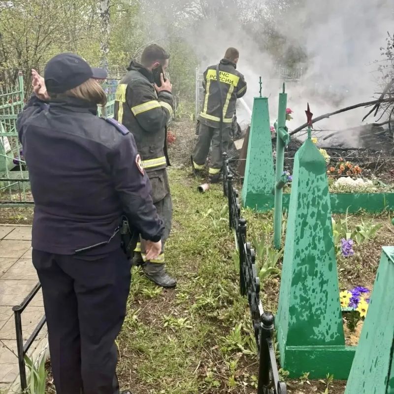 Полицейские заметили возгорание на кладбище и вызвали МЧС Полицейские заметили возгорание на кладбище и вызвали МЧС