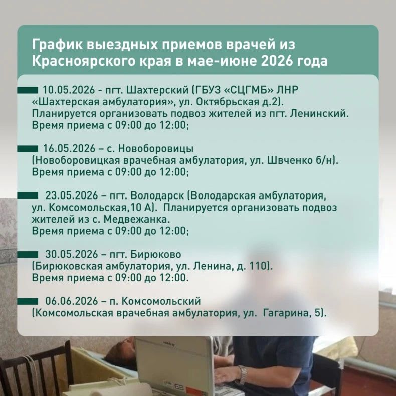 Врачи из Красноярского края продолжают помогать населению ЛНР Врачи из Красноярского края продолжают помогать населению ЛНР