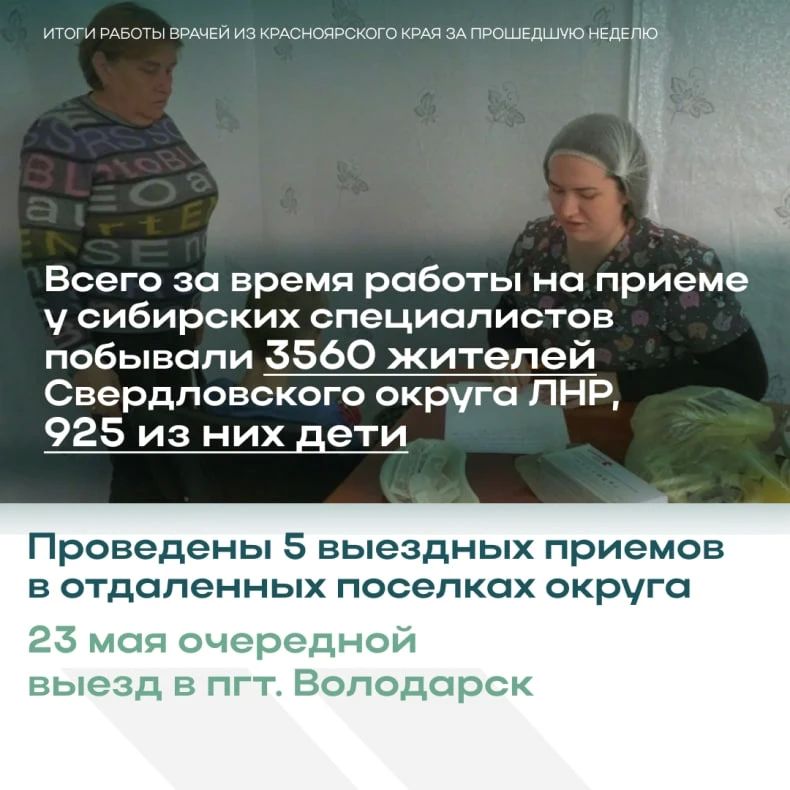 Врачи из Красноярска продолжают оказывать помощь жителям ЛНР Врачи из Красноярска продолжают оказывать помощь жителям ЛНР