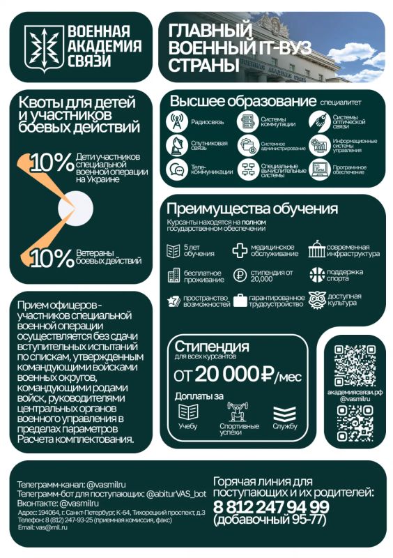 Внимание, информация о поступлении в военную орденов Жукова и Ленина Краснознаменную академию связи имени Маршала Советского Союза С.М. Буденного