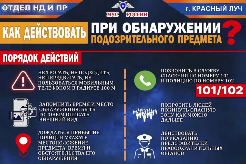 Порядок действий при обнаружении взрывоопасных предметов