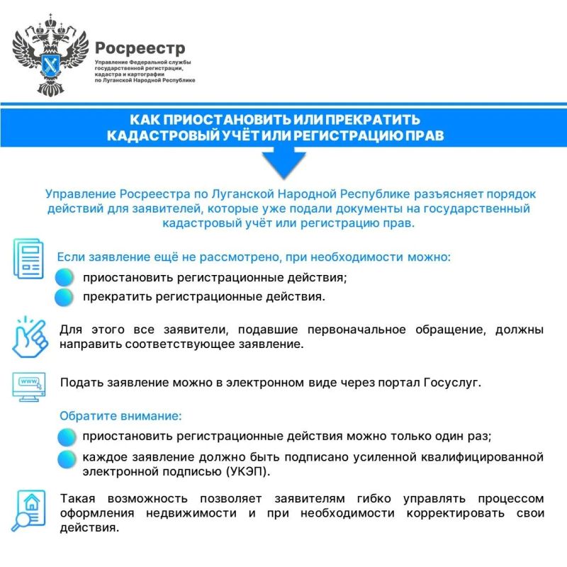 Как приостановить или прекратить кадастровый учёт или регистрацию прав
