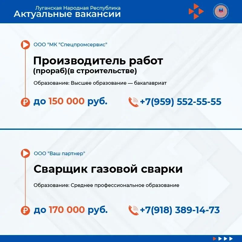 Ищите работу? Минтруда ЛНР рекомендует! Ищите работу? Минтруда ЛНР рекомендует!