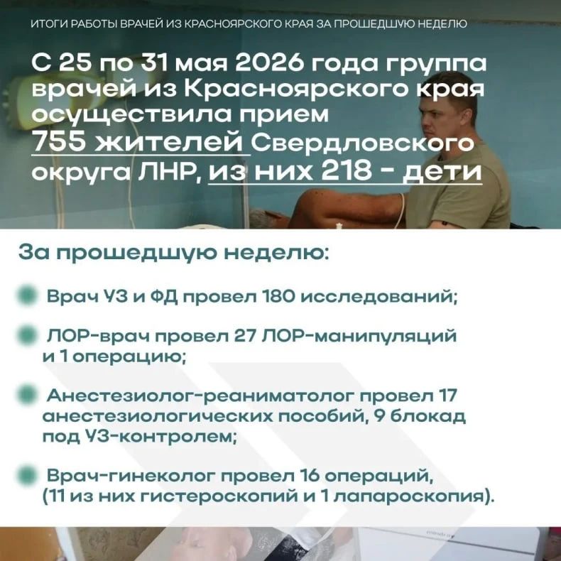 Врач УЗИ из Красноярского края принял тысячного пациента в Свердловском округе ЛНР Врач УЗИ из Красноярского края принял тысячного пациента в Свердловском округе ЛНР