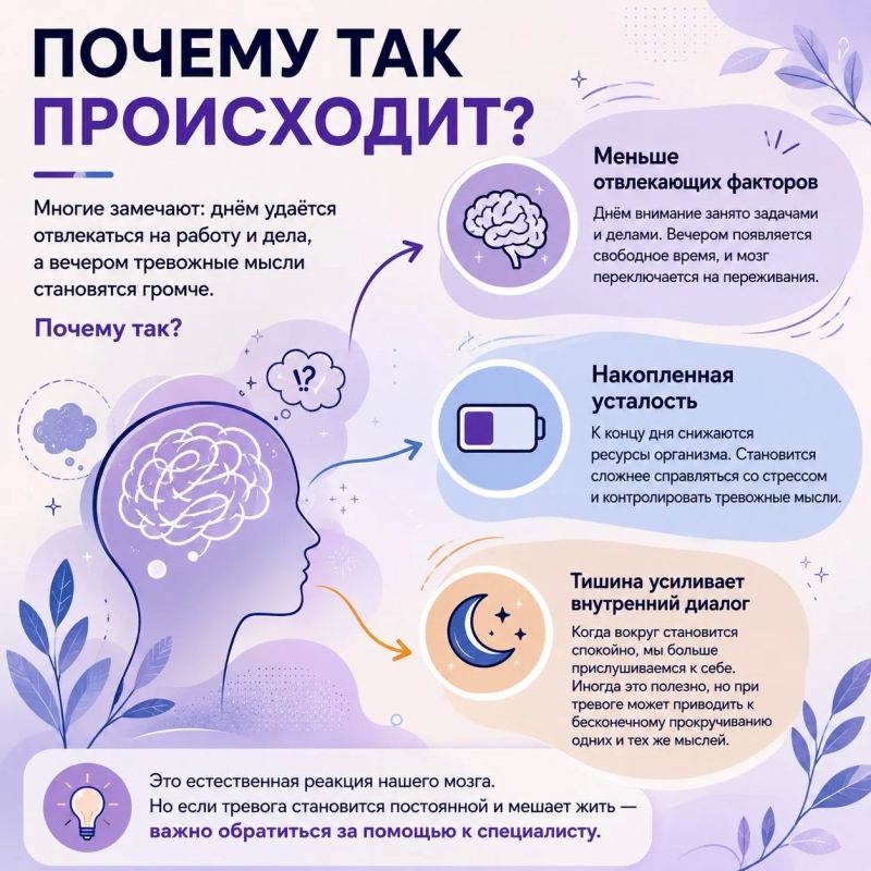 Почему тревога усиливается к вечеру? Почему тревога усиливается к вечеру?