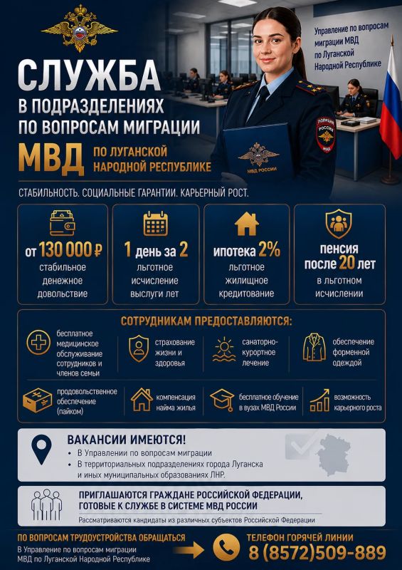 Служба в подразделениях по вопросам миграции МВД по Луганской Народной Республики