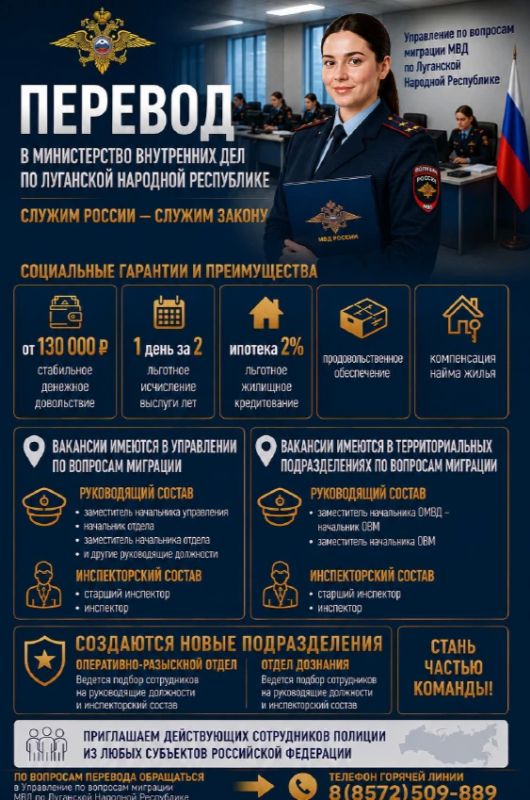 В связи с проводимыми организационно-штатными мероприятиями и созданием новых направлений деятельности, в целях качественного комплектования вакантных должностей подразделений по вопросам миграции ОМВД России на районном... В связи с проводимыми организационно-штатными мероприятиями и созданием новых направлений деятельности, в целях качественного комплектования вакантных должностей подразделений по вопросам миграции ОМВД России на районном...