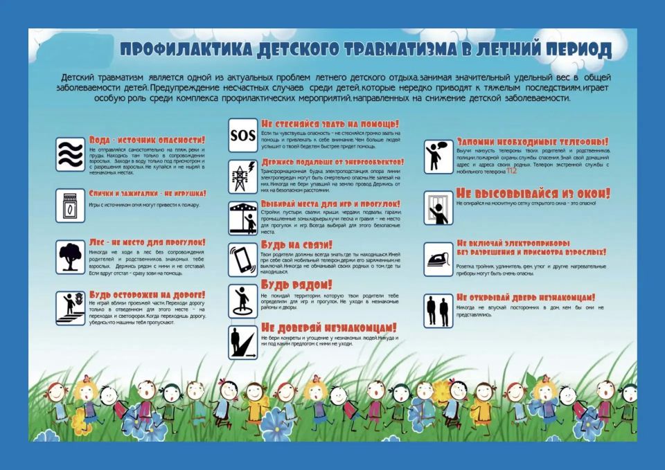 Памятка. Детский травматизм является одной из актуальных проблем летнего детского отдыха, занимая значительный удельный вес в общей заболеваемости детей