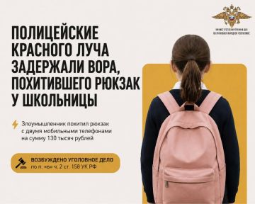 Полицейские Красного Луча задержали вора, похитившего рюкзак у школьницы