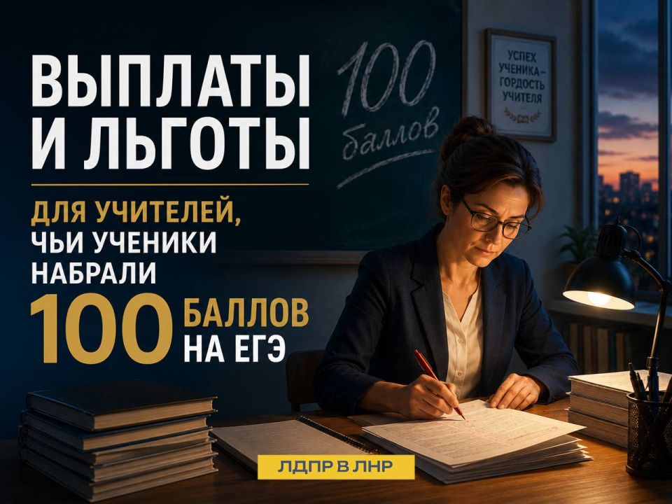 ЛДПР предложила выплачивать учителям по 100 тысяч рублей за каждого стобалльника ЕГЭ