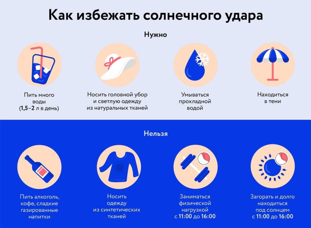 Длительное нахождение на солнце в условиях сильной жары и повышенной влажности может спровоцировать тепловой или солнечный удар Длительное нахождение на солнце в условиях сильной жары и повышенной влажности может спровоцировать тепловой или солнечный удар