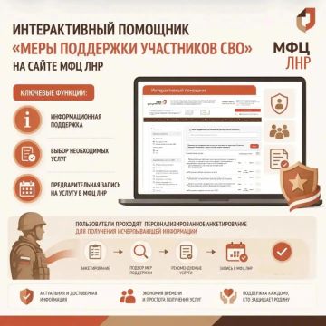 На сайте МФЦ ЛНР представлен интерактивный помощник для участников СВО