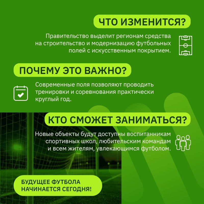 В регионах появятся новые футбольные поля с искусственным покрытием В регионах появятся новые футбольные поля с искусственным покрытием