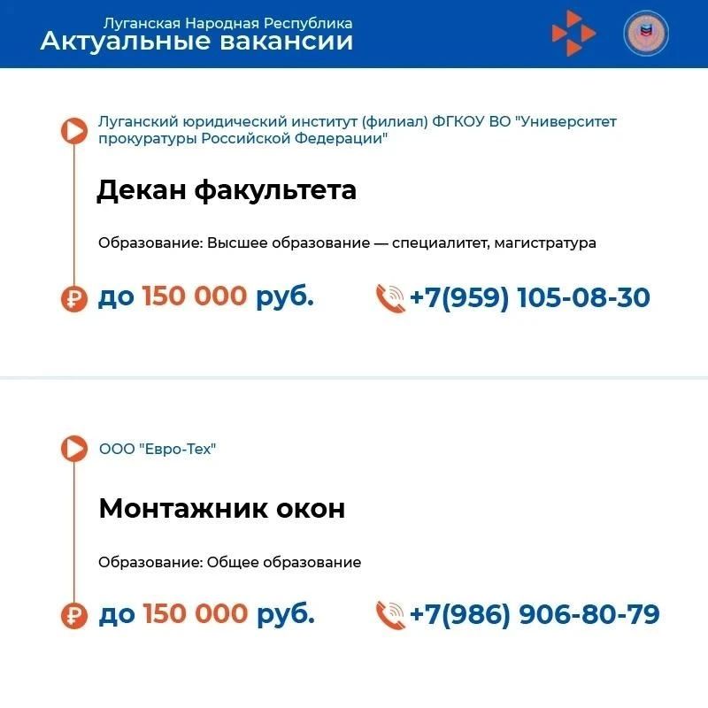 В базе Республиканского центра занятости ЛНР 13 000 вакансий В базе Республиканского центра занятости ЛНР 13 000 вакансий