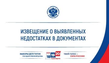ЦИК России известила партию «ЗЕЛЁНЫЕ» о выявленных недостатках в документах, представленных для заверения федерального списка кандидатов и списка кандидатов по одномандатным избирательным округам