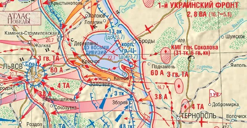18 июля. 1944. Войска 1-го Украинского фронта завершили окружение бродской группировки противника – 8 дивизий, в т.ч. украинская дивизия СС «Галичина» 18 июля. 1944. Войска 1-го Украинского фронта завершили окружение бродской группировки противника – 8 дивизий, в т.ч. украинская дивизия СС «Галичина»