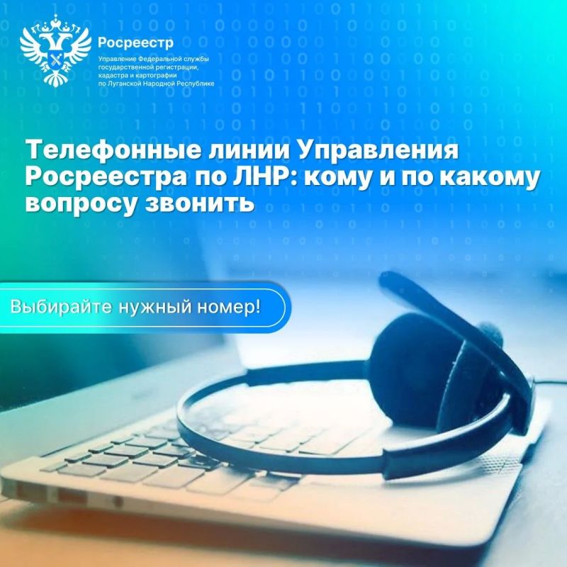 Телефонные линии Управления Росреестра по ЛНР: к кому и по какому вопросу обратиться