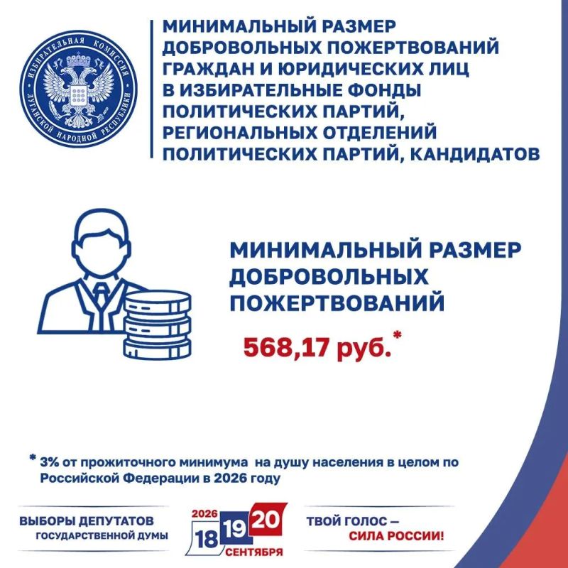 Избирком ЛНР информирует о правилах формирования избирательных фондов Избирком ЛНР информирует о правилах формирования избирательных фондов