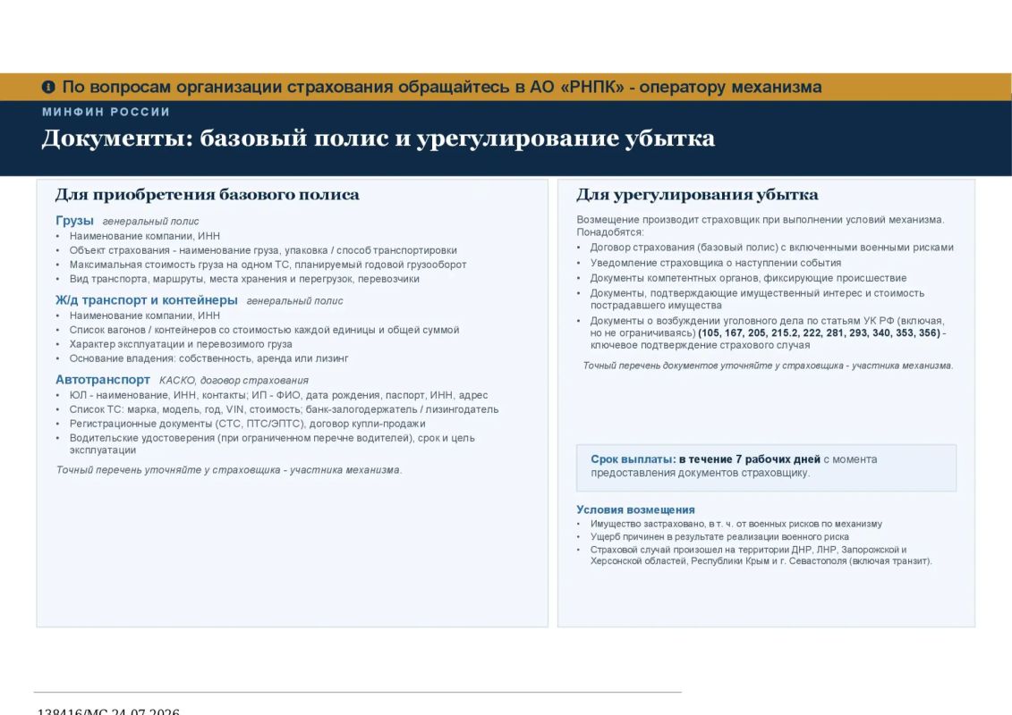 Страхование военных рисков с государственной поддержкой Страхование военных рисков с государственной поддержкой